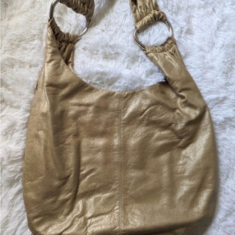 Vintage HOBO Gabor slouchy hobo bag-stunning champagne gold leather - Picture 2 of 6